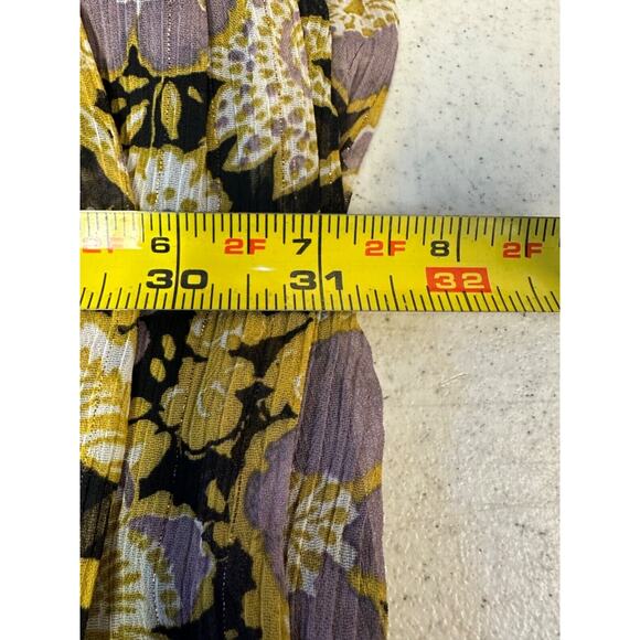 NEW ZARA M One Shoulder Metallic Floral Ruched Mini Dress in Gold/Purple $50 D53 - Picture 6 of 7